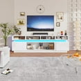 thumbnail image 7 of ChVans 92.5" LED TV Stand for up to 100" TVs with Power Outlet, Modern Tall Entertainment Center with Storage, High Gloss Gaming TV Media Console with 2 Storage Cabinets for Living Room, Bed Room, 7 of 7