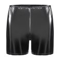 thumbnail image 2 of Men's Shiny PU Leather Short Pants, Zipper Beside, Bulge Pouch Boxer, Comfort Stretch Waistband, 2 of 5