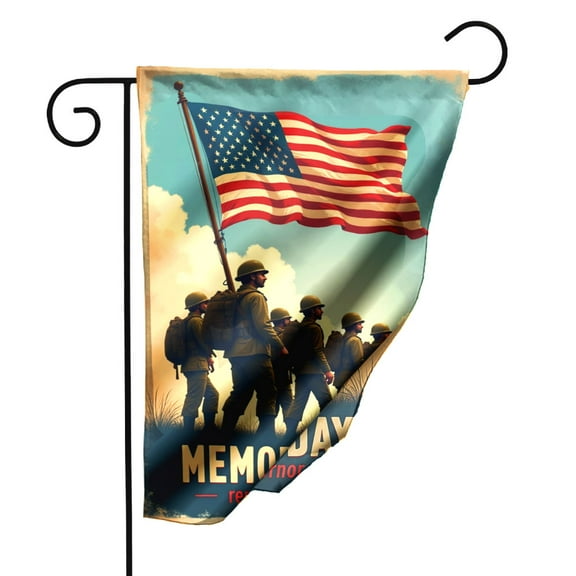 Memorial Day Garden Flag 12.5x18 Inch Double Sided Polyester Outdoor Decorative Yard Flag with Remember Honor Design for Patriotic Home Lawn Cemetery Decoration#23321