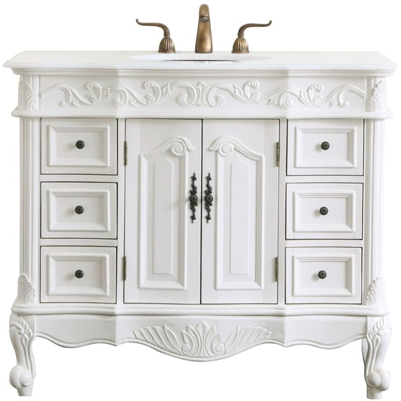 Elegant Lighting VF38842AW-VW Oakland 42" Free Standing Single Basin Vanity Set - Off