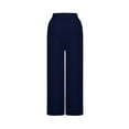 thumbnail image 5 of ClodeEU Women's Elastic Waist Wide Leg Pants, Linen Blend Trousers,Casual Sport Pants with Side Pockets Navy,Womens Plus XXL, 5 of 5