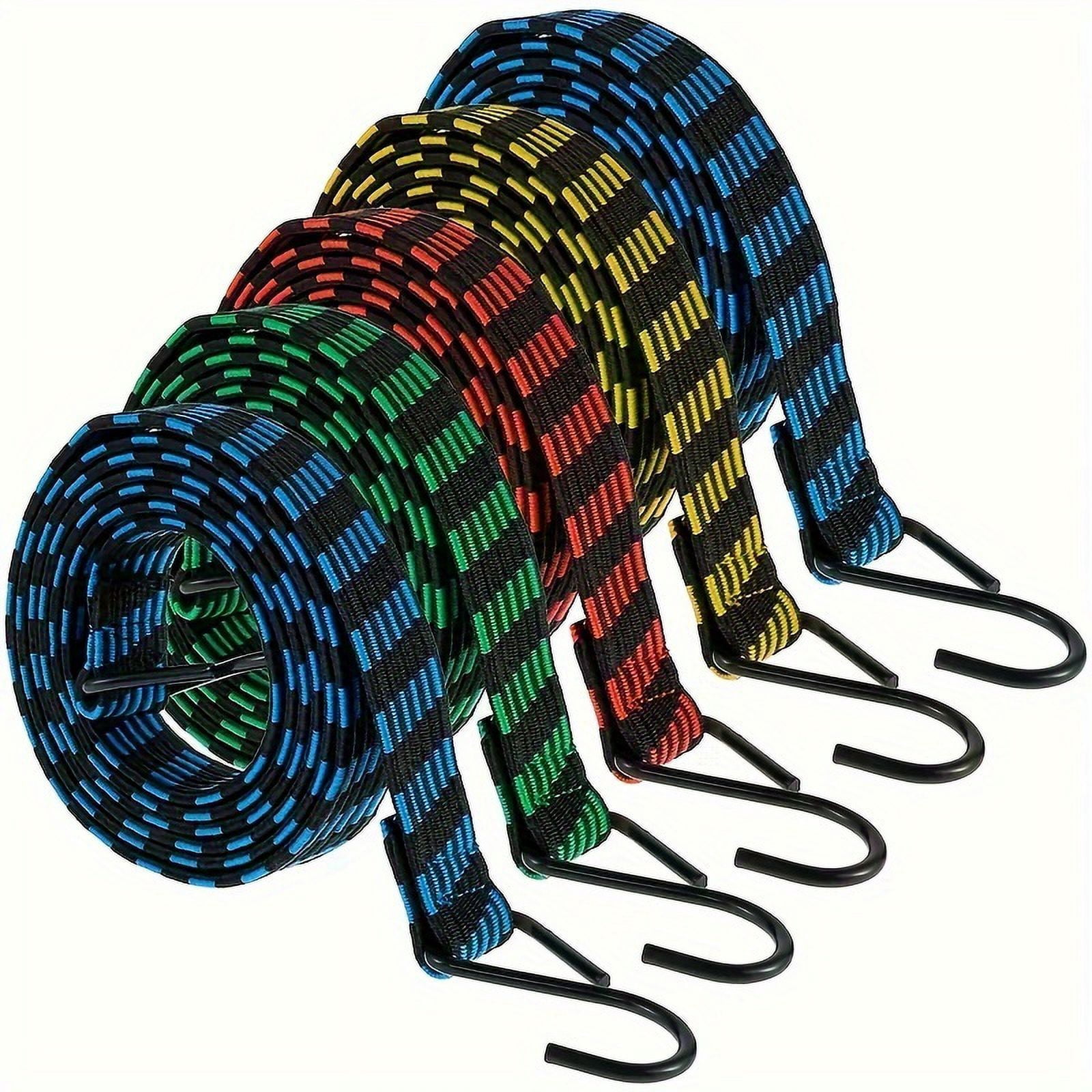 2pcs 39inch/78.7inch Bungee Cords, Elastic Bungees Cords with Hooks, Heavy Duty Luggage Bungee Straps, Anti-slip Flat Elasticity Rope for Motorcycle Bicycles