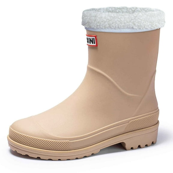 Women's Rain Shoes Winter Lined Rain Boots With Reinforced Edging And Soles Mid Calf Rubber Boots For Daily Use
