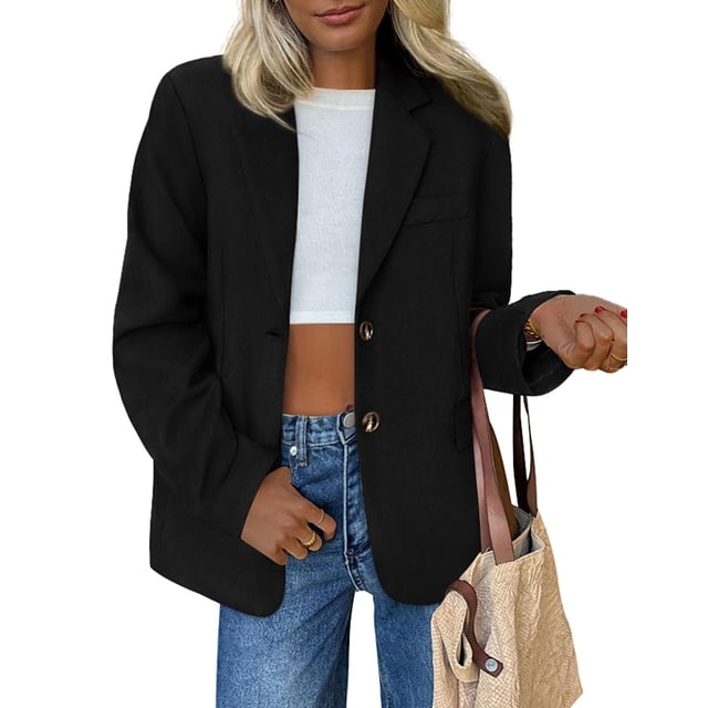 Blazer PRETTYGARDEN 2025 de Ante Sintético Negro Talle M