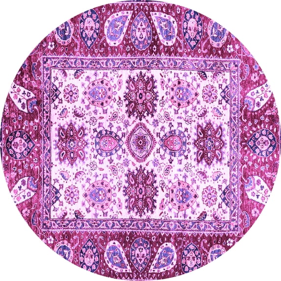Ahgly Company Indoor Round Abstract Purple Modern Area Rugs, 6' Round