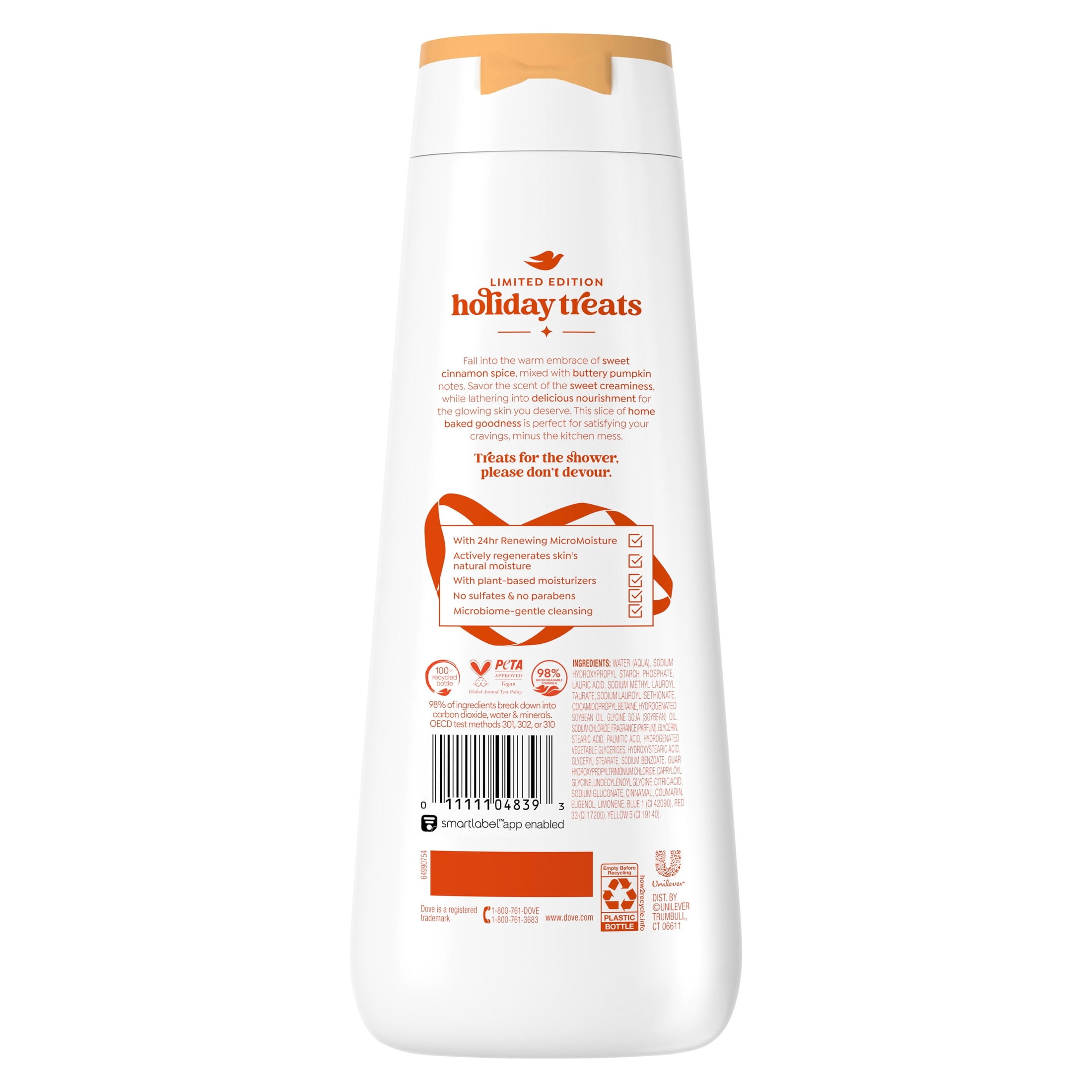 Dove Limited Edition Holiday Treats Body Wash for Deep Nourishment Cinnamon Pumpkin ,20 fl oz