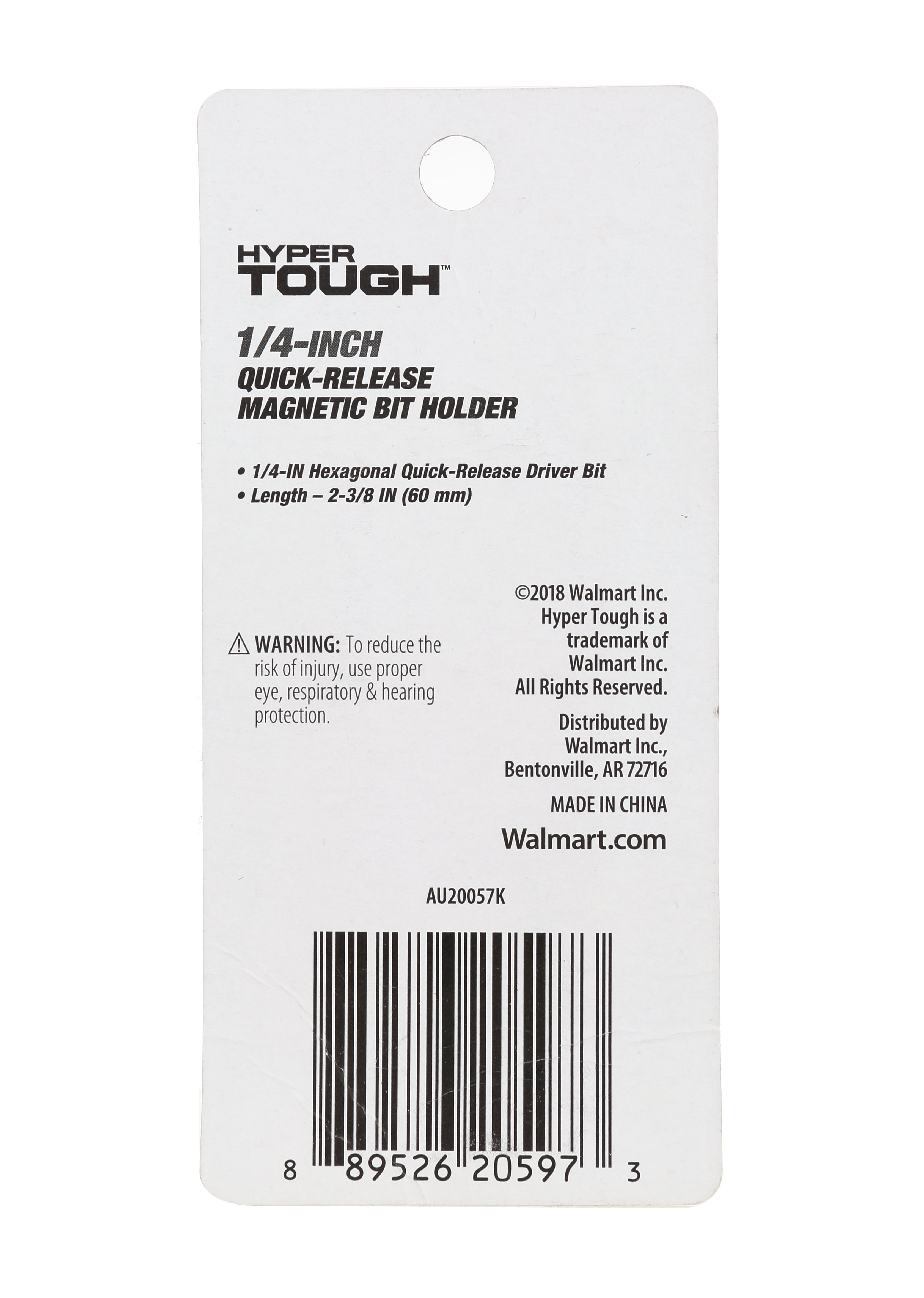 Hyper Tough Quarter inch Drive Size Magnetic Bit Holder, AU20057K