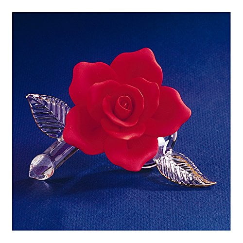 Red Porcelain Rose Glass Figurine