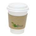 thumbnail image 3 of Durable White Paper Hot Coffee Cups with Cappuccino Lids and Protective Corrugated Cup Sleeves, Qty of 50 (White 12oz), 3 of 7