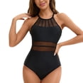 thumbnail image 5 of BOBOGOJP Women Tummy Control One Piece Swimsuit Modest Bathing Suit Full Coverage High Neck Swimwear Black for Size XXL, 5 of 9