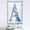 thumbnail image 1 of Letter a Tapestry, Abstract Geometric Frame with the Letter Swirls Leafsnd Flowers Print, Fabric Wall Hanging Decor for Bedroom Living Room Dorm, 5 Sizes, Blue Yellow Orange, by Ambesonne, 1 of 1