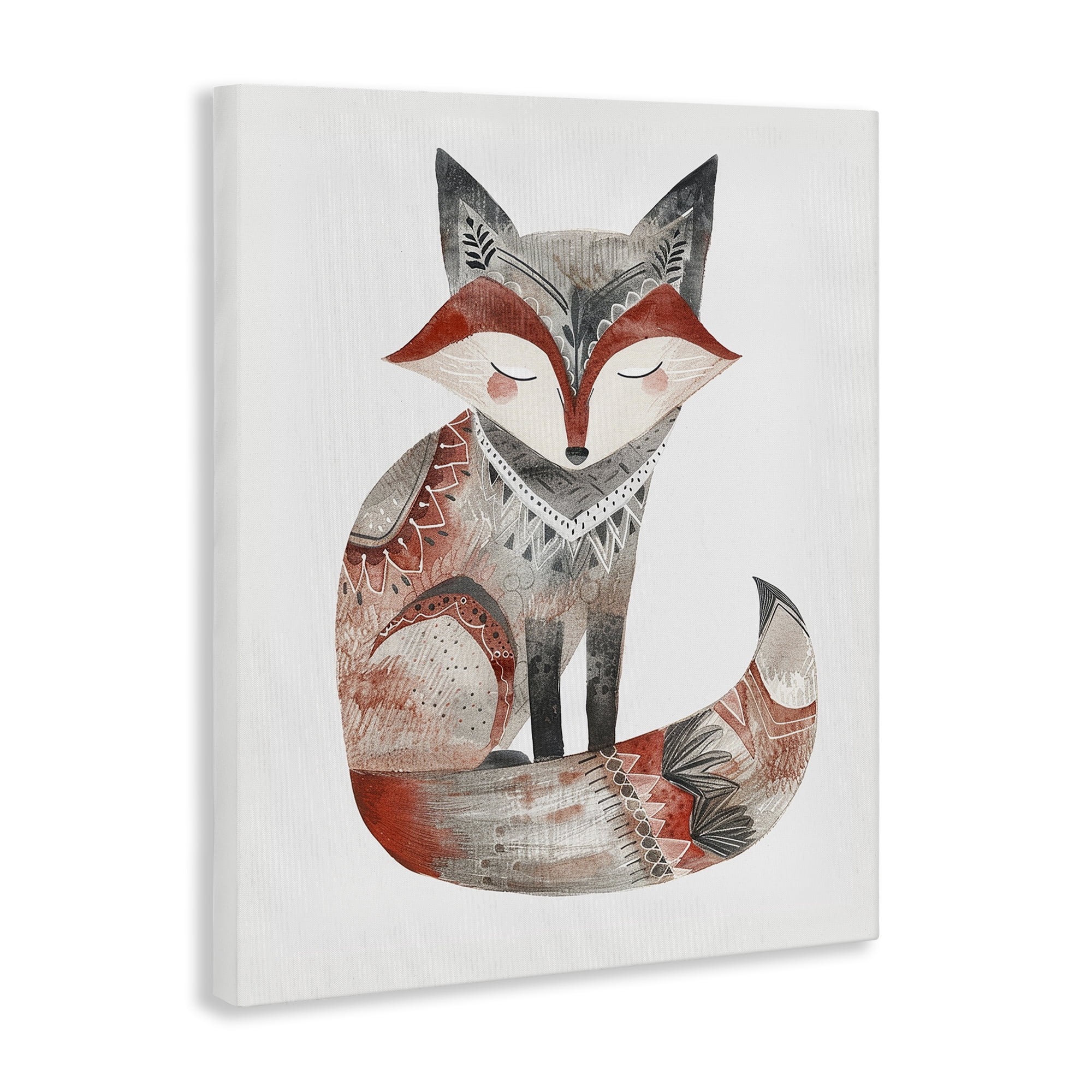 Stupell Industries Scandinavian Style Fox Animals Painting Wrapped Canvas Art Print Wall Art, 16 x 20
