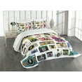 thumbnail image 3 of Ambesonne Colorful Quilted Bedspread Set 3 Pcs, Vintage Old Cameras, King Size, Multicolor, 3 of 5