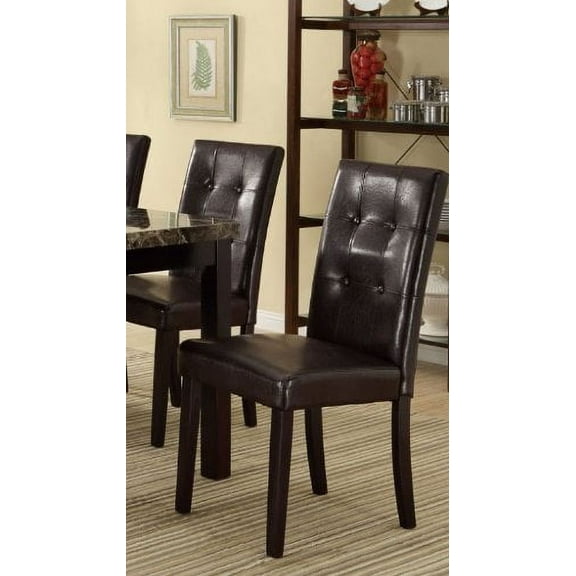 Set of 2 Faux Leather Espresso Dining Chair with Pine Wood Frame and Button Tufting Back Support
