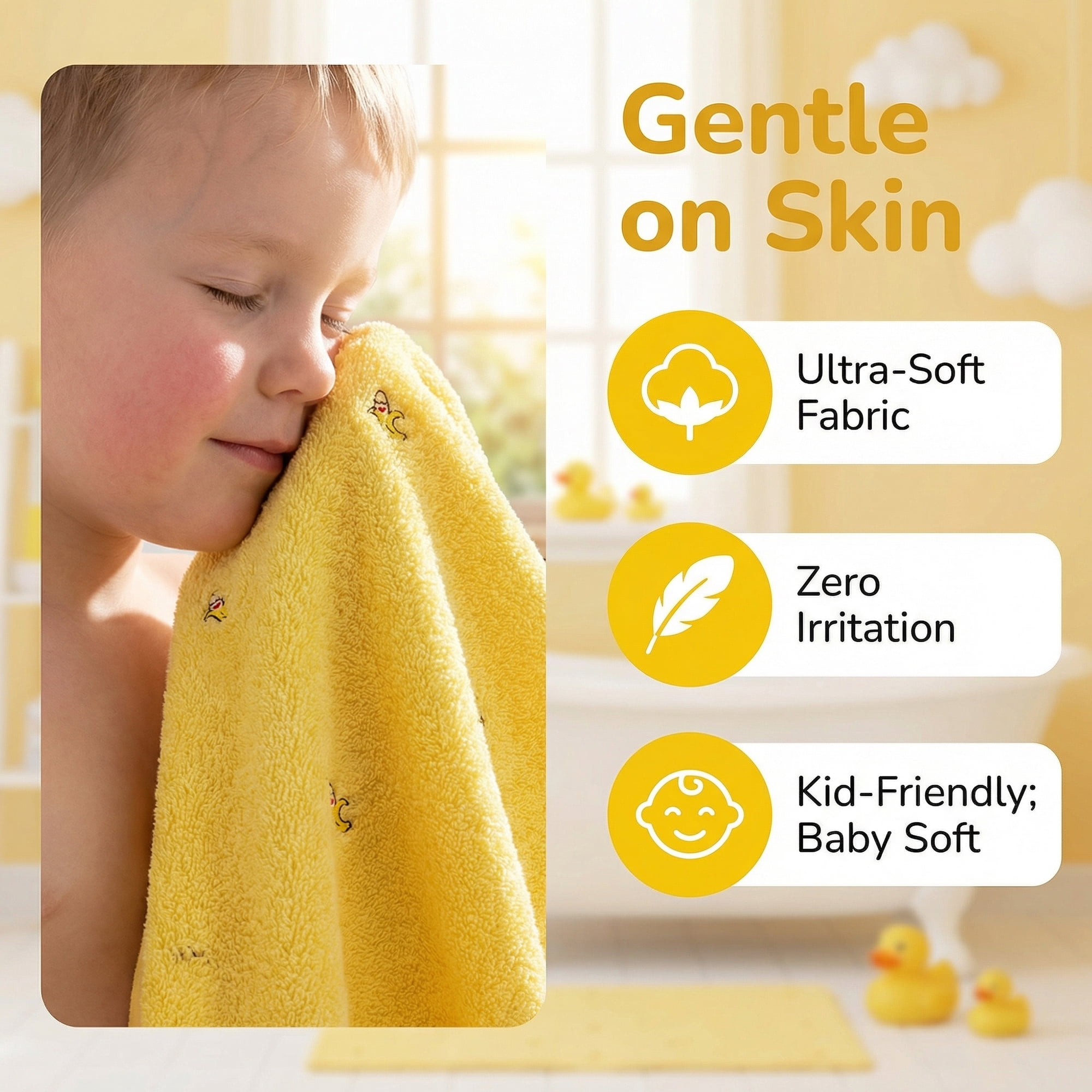 Unique Bargains Soft Absorbent Bath Towel 2 Pack Banana Yellow/Blue 55"x28"