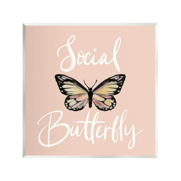 Stupell Industries Social Butterfly Phrase Animals & Insects Painting Unframed Art Print Wall Art, 12 x 12