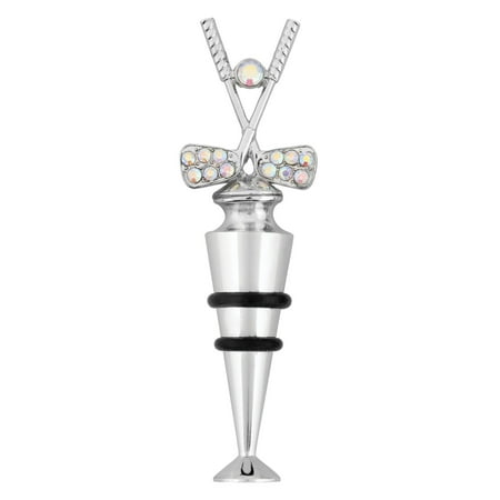 

Wine Things Zinc Alloy Golf with Crystal Glass Wine and Beverage Bottle Stopper and Wine Preserver