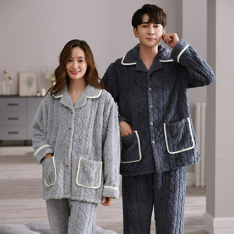QWZNDZGR Pajamas For Couple Cotton Pajama Sets Winter Long Pijama
