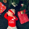 thumbnail image 1 of Hermoso mameluco navideño para bebé, primer año de Navidad, Papá Noel, reno, ropa de Año Nuevo, mono rojo para niño y niña, traje de juego para bebé, 1 of 5