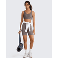 thumbnail image 2 of G4Free Ribbed Crewneck Sports Bras Padded for Women - Racerback Crop Tank Tops Workout Yoga Medium Impact, 2 of 7