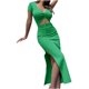 thumbnail image 1 of Vestido informal de verano con cuello en V, vestido liso de manga corta para mujer, vestido largo tejido ahuecado para mujer Pompotops ghjkhdj16962, 1 of 5