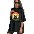 thumbnail image 3 of Plus Size Shirt for Women Black Tops for Women Short Sleeves Shirt for Women Retro Black Cat T Shirt Crewneck Shirt for Women XL, 3 of 5