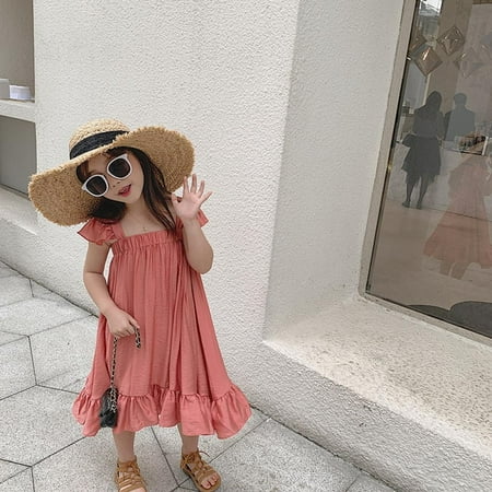 

Toddler Children s Girl Sweet Flying Sleeve Dress Summer Girl Holiday Style Dress Children Skirt