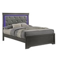 thumbnail image 4 of Queen Size Bed Frame with LED Headboard, Upholstered Platform Bed, Modern Bedroom Furniture with Adjustable Ambient Light, No Box Spring Needed, 4 of 5