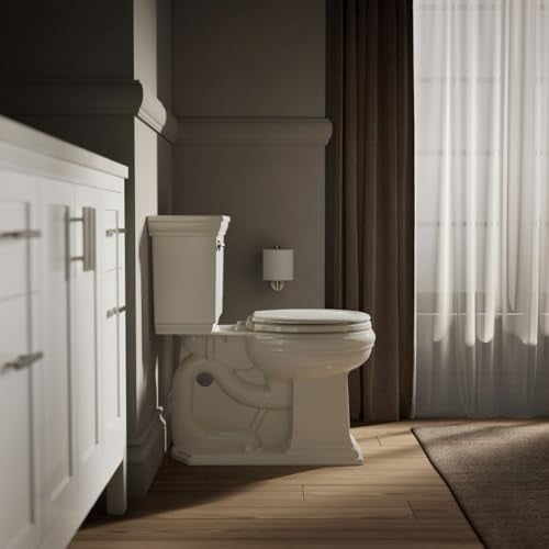 Stonewood Quiet-Close, Round Toilet Seat Soft Close, Durable Wood, Easy Installation, Universal Fit, Home Essentials, Biscuit Finish, K-20467-96 (Pack of 4)