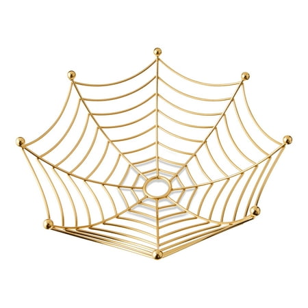 Spider Web Wire Basket Tabletop Decor, Gold, 10.5" x 3.25", Halloween by Way To Celebrate