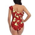 thumbnail image 5 of Sikiie Fire Extinguisher Print Women One Piece Swimsuits Tummy Control One Shoulder Bathing Suits Ruffle Swimwear, From S to XXL-Medium, 5 of 6