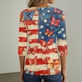 thumbnail image 6 of Women's 250th Anniversary USA Shirt Patriotic American Flag Print V-Neck Button 3/4 Sleeve T-Shirt, 6 of 6