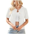 thumbnail image 2 of Women's Summer Cropped Cardigan Sweaters Short Sleeves Knit Lightweight Button Down Shrugs Tops 2025, 2 of 8
