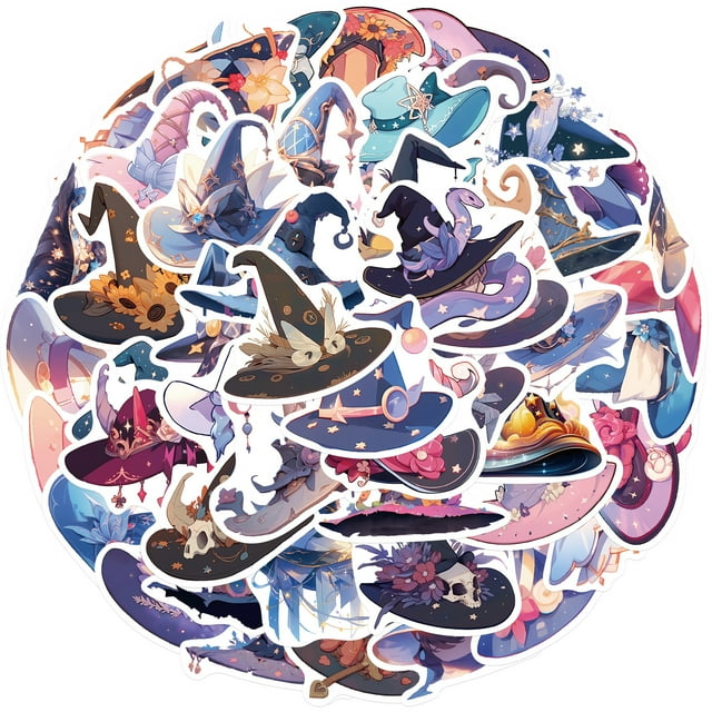 Paquete de pegatinas Magic Hats Anime, vinilo impermeable, 50 unidades