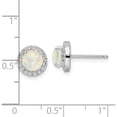 thumbnail image 3 of Sterling Silver Rhodium-Plated White Created Opal & Cz Halo Post Earrings (8.72 X 8.75) Made In China qe16406, 3 of 5