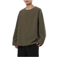 thumbnail image 1 of pstuiky Camisas casuales de manga larga para hombre, Blusa informal de color liso con cuello redondo y manga larga para hombre salir tops xxl, 1 of 3