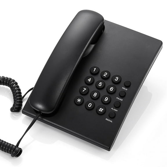 WINDLAND Corded Landline Phone Quick Redial HOLD Function for Home/Office Use Black