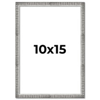 10x15 Frame Silver Grey Distressed Solid Wood Picture Frame | 0.75 Inch Moulding Width | Interior