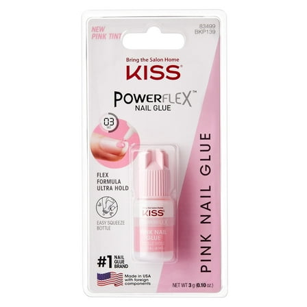 Kiss Powerflex Nail Glue Pink Tint 0.10 Ounce (Pack of 3) E22