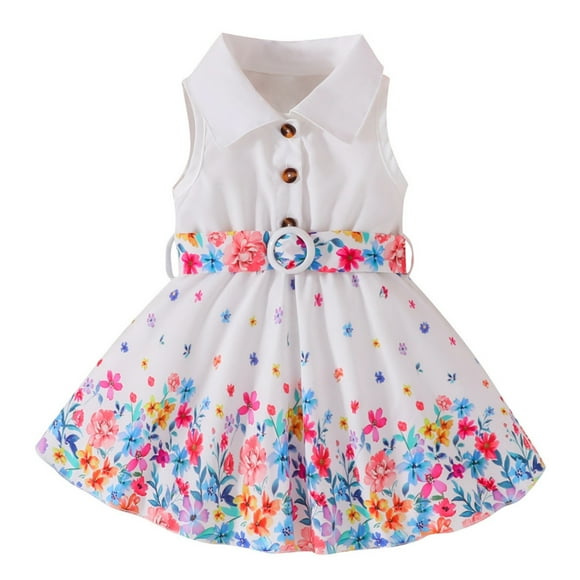 Robes pour Tout-Petites Filles Dentelle Été Manches Courtes à Étages Évasée Midi Robe Décontractée Vêtements pour Enfants Cadeau Fille Taille 2-3T