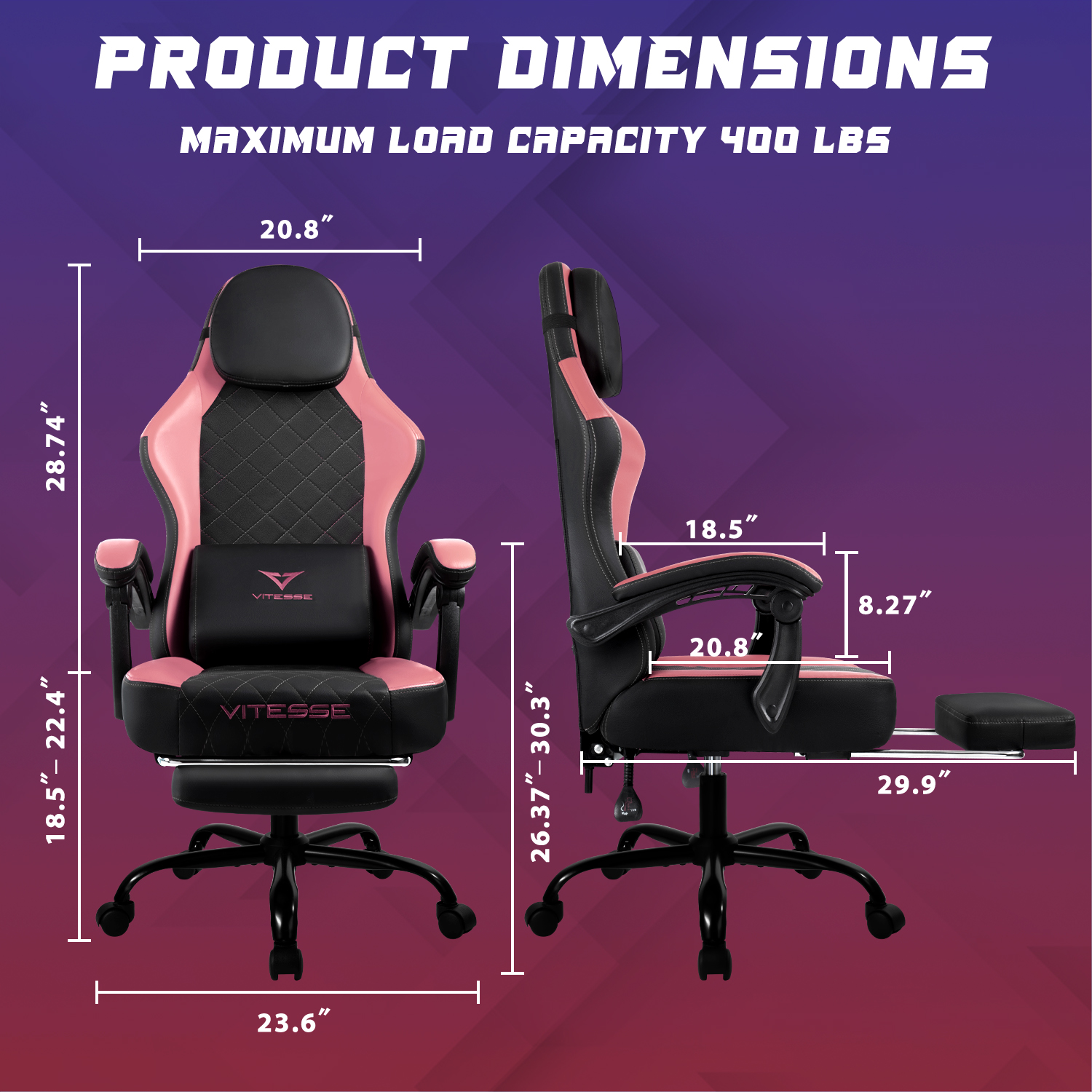 Bossin Gaming Chairs with Footrest, Massage Leather Game Chair for Adults, Big and Tall Gamer Chair with Headrest and Lumbar Support