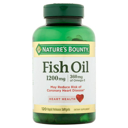 Nature's Bounty Fish Oil Omega-3 Softgels, 1200 mg + 360 mg Omega-3, 120