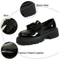 thumbnail image 2 of SACFOF Patent Leather Loafers for Women Slip-On Platform Chunky Heel Bow Loafers Dress Oxfords Shoes Casual Business Work Shoes, 2 of 6