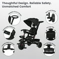 thumbnail image 4 of AILEEKISS Foldable Kids Tricycle with Push Handle, 7-in-1 Ride Trike for Infant 1-5 Years, Black, 4 of 10