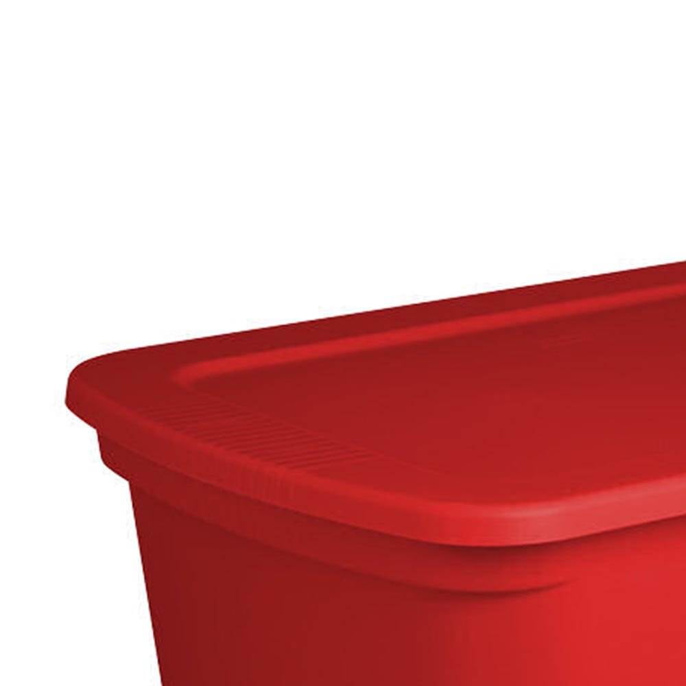 Sterilite 30 Gallon Durable Stacking Seasonal Storage Tote, Red (6 Pack