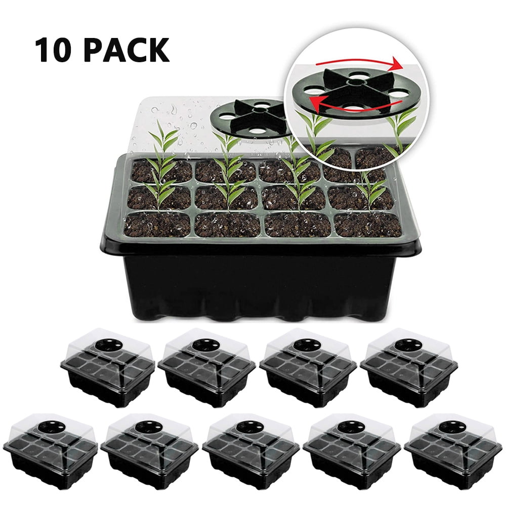 Seedling Tray Plant Grow Kit Mini Propagator with H 10 Pack Seed Starter Trays 