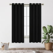 Deconovo Room Darkening Curtains Grommet Top Thermal Insulated Blackout Curtains for Bedroom 52x72 inch Black 2 Panels