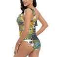 thumbnail image 4 of Sikiie Hawaiian Style Print Women One Piece Swimsuits Tummy Control One Shoulder Bathing Suits Ruffle Swimwear, From S to XXL-X-Large, 4 of 6