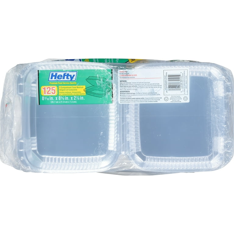 Hefty™ 1 Compartment Clear Medium Hinged Lid Containers 125 ct Bag