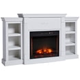 thumbnail image 2 of HOMCOM 70" W x 15.75" H Electric Fireplace Mantel TV Stand, Media Console Center Cabinet with 6 Shelves and Remote Control, Cream White, 2 of 9